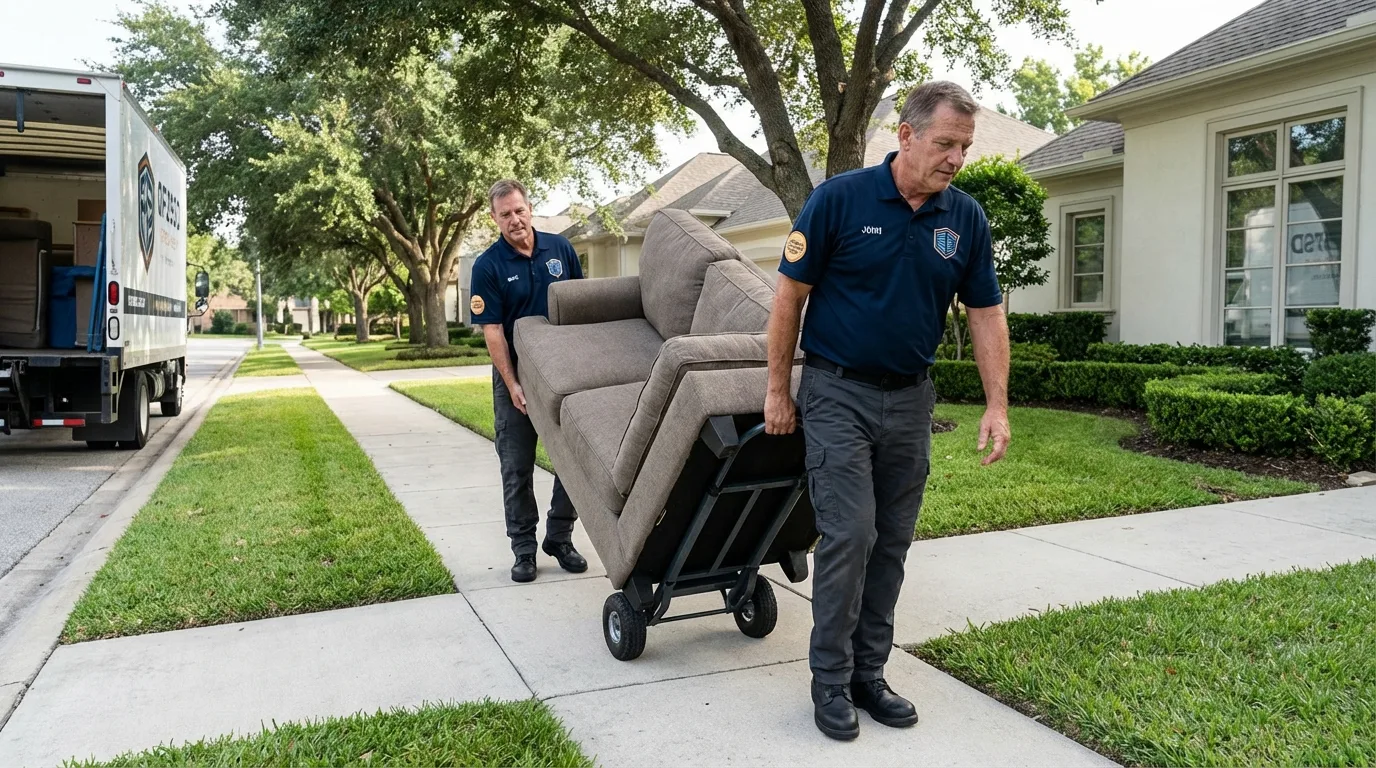 Local residential moving crew loading furniture in Harlan, IA